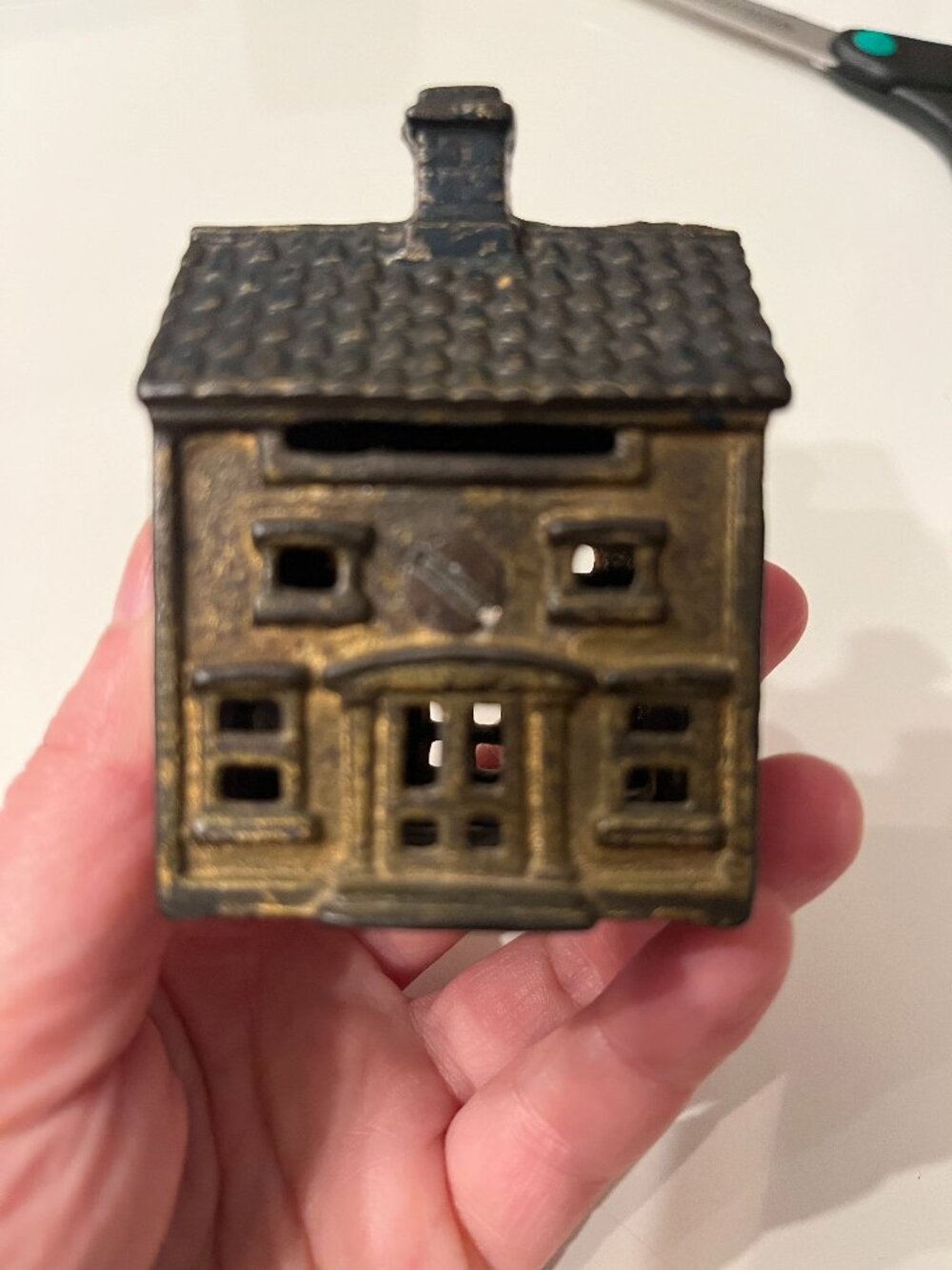 Antique 1910s Cast Iron House Coin Bank AC Williams Cottage Cabin
